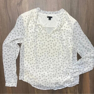 Ann Taylor Classic Woman’s Corpcore Cream Long Sleeve Chiffon Blouse Sz Medium